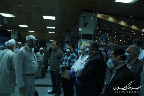 استقبال از زائران بیت الله الحرام در فرودگاه بین المللی گرگان