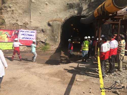 مانور ریزش تونل و سقوط از ارتفاع در پروژه سد نرماب مینودشت برگزار شد