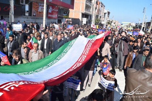 مراسم باشکوه راهپیمایی 22 بهمن در کردکوی برگزار شد