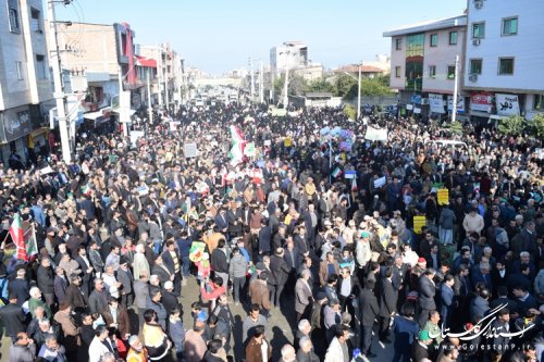 مراسم باشکوه راهپیمایی 22 بهمن در کردکوی برگزار شد