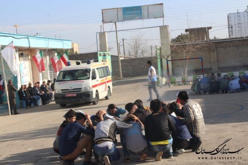 برگزاری مانور سراسری زلزله و ایمنی درتمام مدارس شهرستان مراوه تپه