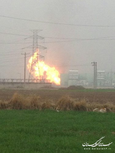 انفجار درمخزن گاز نیروگاه برق علی آبادکتول مهار شد