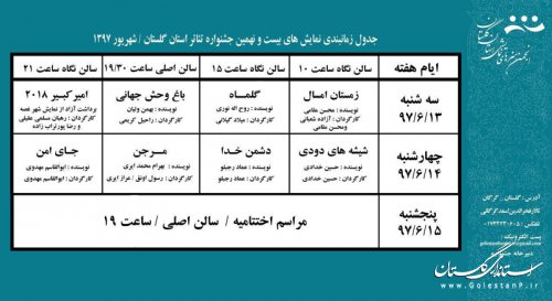 جدول زمان بندی نمایش های بیست و نهمین جشنواره تئاتر استان گلستان اعلام شد