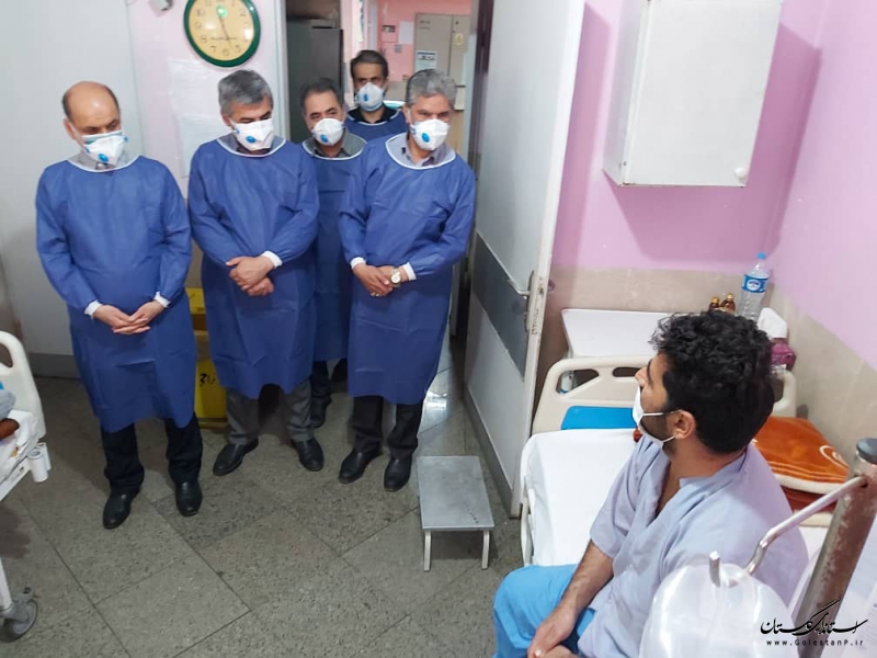 دیدار استاندار گلستان با بیماران بیمارستان ۵ آذر و بازدید از دستگاه توموتراپی 