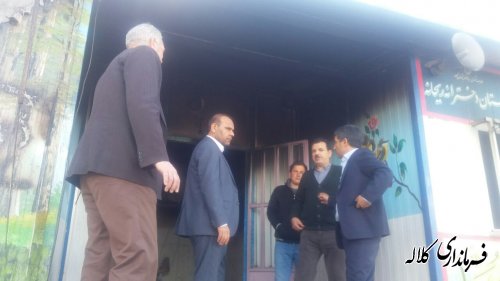 بازدید بخشدار پیشکمر از محل وقوع آتش سوزی مدرسه مالک اشتر روستای قودنه سفلی  بخش پیشکمر