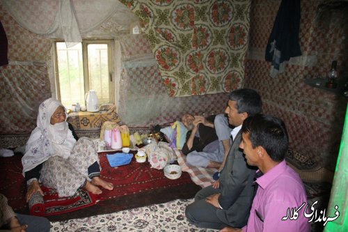 دیدار بخشدرا پیشکمر با مسن ترین زن و شوهر روستای قره یسر پایین دهستان عرب داغ بخش پیشکمر