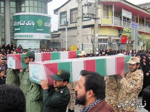 شرکت گسترده مردم شهرستان کردکوی در مراسم تشیع پیکر پاک شهدای گمنام