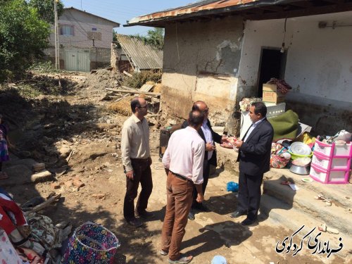 بازدید بخشدار و مدیرکل بنیاد مسکن انقلاب اسلامی استان از روستاهای سیلزده کردکوی
