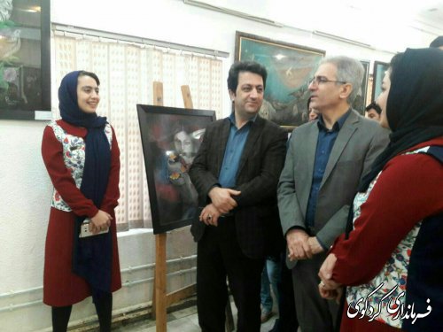 افتتاح نمایشگاه اثار نقاشی "موسسه هنری اثر" در سالن ارشاد اسلامی در اولین روز دهه فجر ،