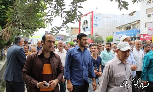 حضورفرماندار ،بخشدارمرکزی و فرمانده سپاه و مسئولان نظامی و انتظامی ، ادارات و نهادها امروز همراه با مردم در راهپیمایی روز جهانی قدس        