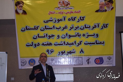 توسعه کارآفرینی و تغییر فرهنگ اقتصادی و اشتغال در جهت استفاده مطلوب از ظرفیتها ، لازمه تحقق اقتصاد مقاومتی است.