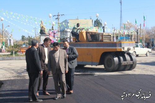 بازدید فرماندار از پروژه روکش آسفالت معابر اصلی و فرعی سطح شهر مراوه تپه 