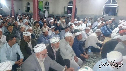 سخنرانی فرماندار مراوه تپه در نماز تراویح و مراسم ختم قرآن کریم روستای قوشه سو 