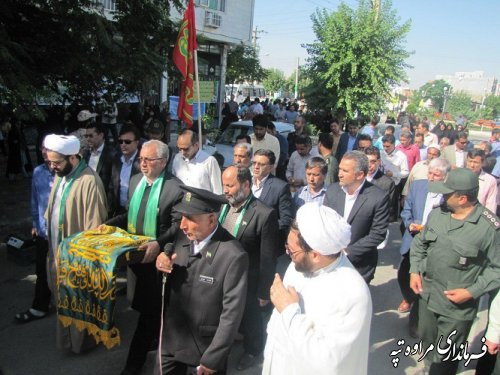 حضور پرچم متبرک و کاروان خدام رضوی در شهرستان مراوه تپه