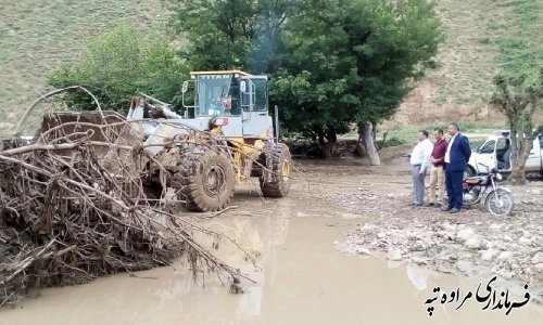 بازدید سجادی مدیر کل مدیریت بحران و فرماندار مراوه تپه از خسارات سیل بخش گلیداغ