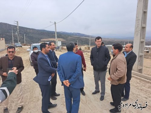 حضور معاون بازسازی ومسکن روستایی بنیادمسکن کشور در سایت ایمن سازی ۵/۵ هکتاری روستای آق امام