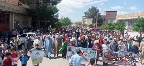 حماسه حضور اهالی شهرستان مرزی مراوه‌تپه در روز قدس