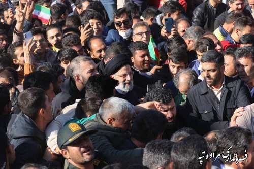 استقبال پرشور مردم شهرستان مرزی مراوه‌تپه از ریاست جمهوری به روایت تصویر