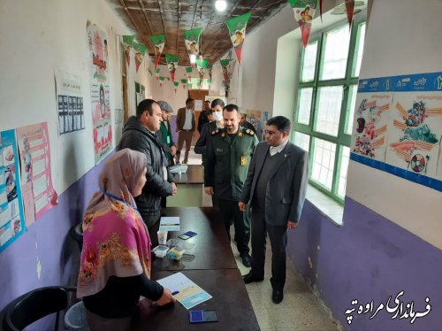 گزارش تصویری بازدید فرماندار و هیات همراه از شعبات  اخذ رای شهرستان مراوه تپه  