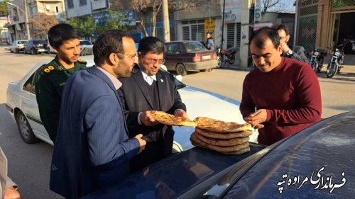 بازدید فرماندار شهرستان مراوه‌تپه به همراه مدیرکل غله استان از خبازی‌های سطح شهر مراوه‌تپه 