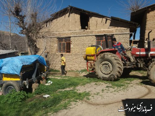 ضدعفونی و گندزدایی روستاهای بخش مرکزی مینودشت 