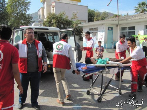 مانور آمادگی در برابر زلزله در شهرستان رامیان برگزار شد