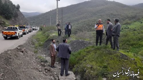 بازدید میدانی اعضای ستاد مدیریت بحران از نقاط حادثه خیز در جاده مواصلاتی اولنگ رامیان به سمنان