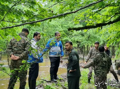 بازدید و بررسی وضعیت مناطق مختلف شهرستان رامیان توسط فرماندار و دیگر مسئولین شهرستان رامیان در پی وقوع سیل