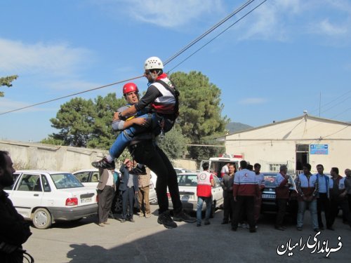 مانور آمادگی در برابر زلزله در شهرستان رامیان برگزار شد