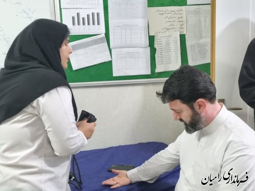 حضور فرماندار شهرستان رامیان در طرح پویش ملی سلامت، غربالگری دیابت و فشار خون بالا  