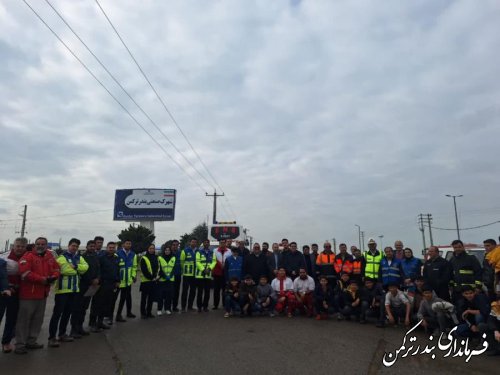 برگزاری مانور عملیاتی حوادث ترافیکی در روستای پنج پیکر بندرترکمن 