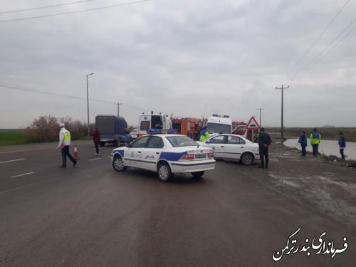 برگزاری مانور عملیاتی حوادث ترافیکی در روستای پنج پیکر بندرترکمن 