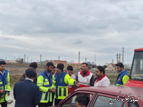 برگزاری مانور عملیاتی حوادث ترافیکی در روستای پنج پیکر بندرترکمن 