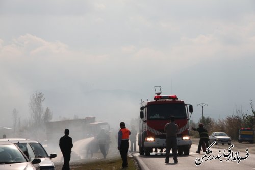 گزارش تصویری از حضور فرماندارشهرستان ترکمن در مانور تصادف جاده ای زنجیره ای در شرایط واقعی