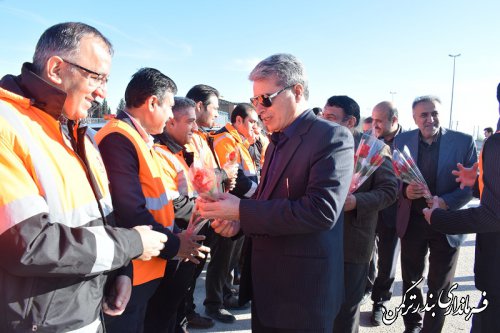 حضور فرماندار ترکمن در مانور استانی طرح راهداری زمستانه 