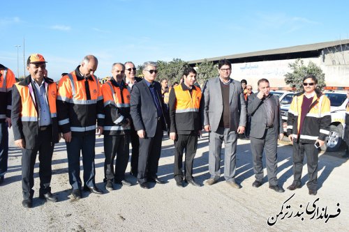 حضور فرماندار ترکمن در مانور استانی طرح راهداری زمستانه 