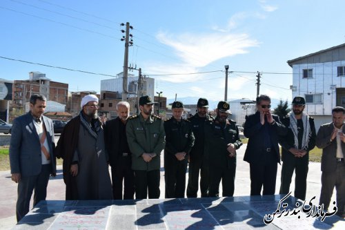 المان مزار شهدای گمنام شهرستان ترکمن کلنگ زنی شد