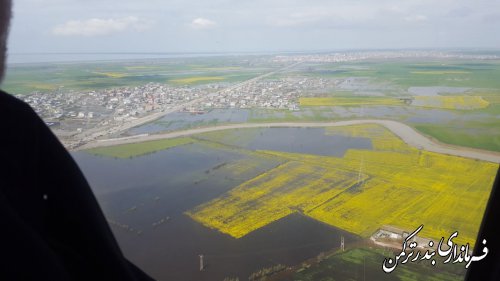 بازدید هوایی فرماندار ترکمن از مسیر رودخانه قره سو و روستاهای امتداد آن