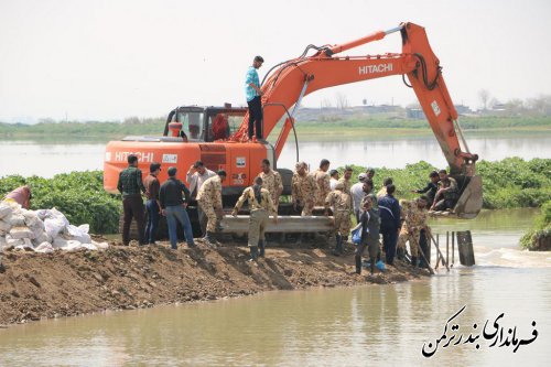 با ترمیم شکستگی دیواره رودخانه قره سو، خطر آبگرفتگی شهر بندرترکمن برطرف شد