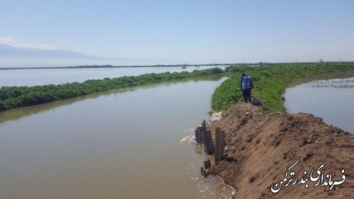 بازدید فرماندار  ترکمن از دیواره بازسازی شده رودخانه قره سو در روستای اسلام تپه 