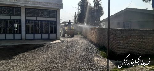 آهک پاشی و ضد عفونی معابر روستاهای شهرستان بندرترکمن