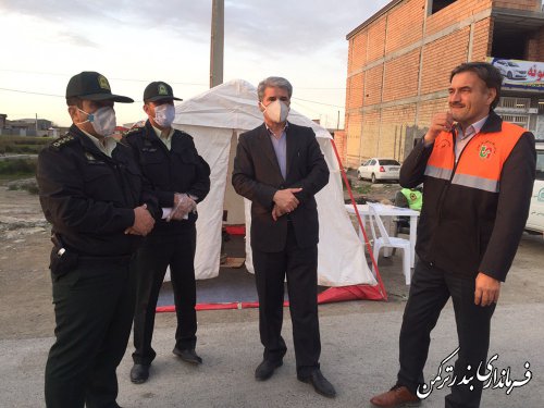 بازدید میدانی فرماندار شهرستان بندرترکمن از روند اجرای طرح کاهش زنجیره انتقال کرونا در مبادی شهر بندرترکمن