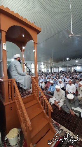 حضور فرماندار در مراسم نماز جمعه اهل سنت شهرستان ترکمن