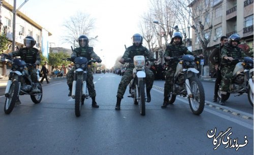 صبحگاه مشترک و رزمایش بزرگ فجر انقلاب اسلامی در گرگان برگزار شد