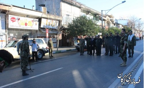 صبحگاه مشترک و رزمایش بزرگ فجر انقلاب اسلامی در گرگان برگزار شد