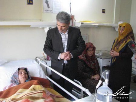 عيادت فرماندار شهرستان آق قلا از بيماران بيمارستان آل جليل