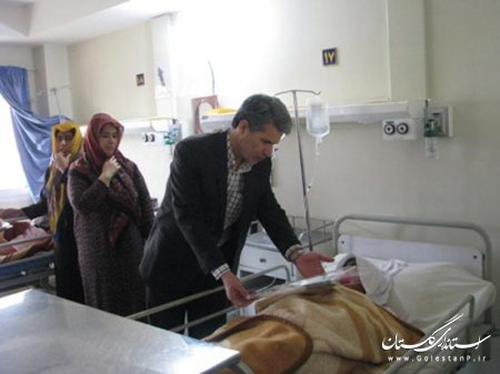 عيادت فرماندار شهرستان آق قلا از بيماران بيمارستان آل جليل