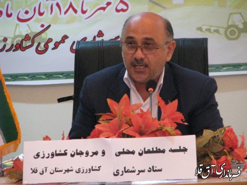 جلسه مطلعین و مروجان کشاورزی ستاد سرشماری کشاورزی شهرستان آق قلا برگزار شد
