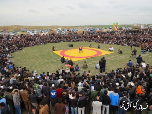 برگزاری کشتی سنتی "گورش" در اولین روز از جشنواره فرهنگ اقوام شهرستان آق قلا