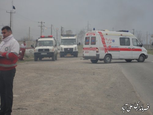 برگزاری مانورامداد ونجات،حواث ترافیکی وجاده ای باحضورفرماندارعلی آباد کتول